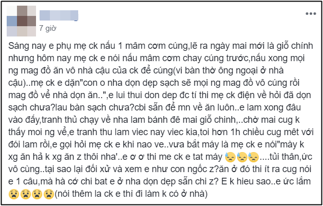 Uất nghẹn khi mẹ chồng cho leo cây bữa cỗ, nàng dâu chẳng ngờ dân tình còn vào trách thêm vì điều này