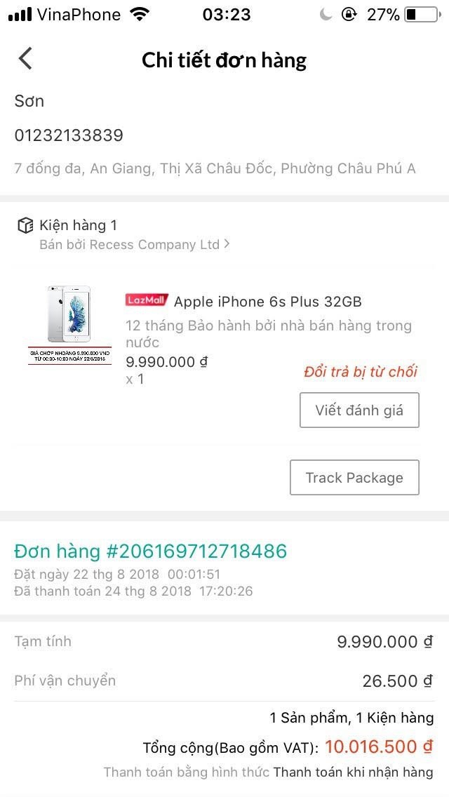 Khách hàng tố mua iPhone 6S Plus trên Lazada nhưng nhận được chiếc iPod rẻ tiền