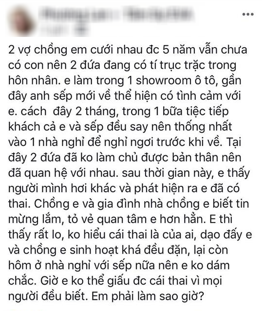 Cô nàng lấy chồng 5 năm chưa con, sau 1 lần lên giường với sếp lại dính bầu, không biết cái thai là của ai bị ném đá