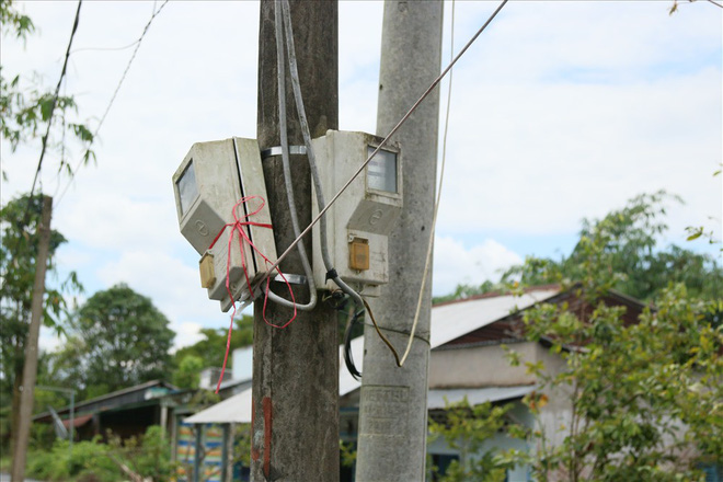 Gần 20 trụ điện được trồng giữa con đường rộng gần 4 mét