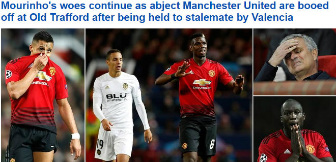MU hòa đau Valencia: Báo chí Anh xót thương Jose Mourinho