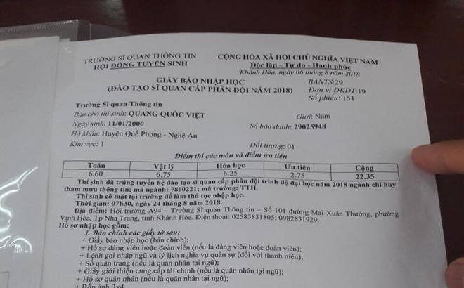 Bị trường Sỹ quan Thông tin trả về địa phương với nhiều uẩn khúc, nam sinh viên kêu cứu Bị trường Sỹ quan Thông tin trả về địa phương với nhiều uẩn khúc, nam sinh viên kêu cứu