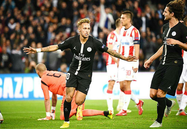Neymar lập hat-trick, PSG nghiền nát Crvena Zvezda
