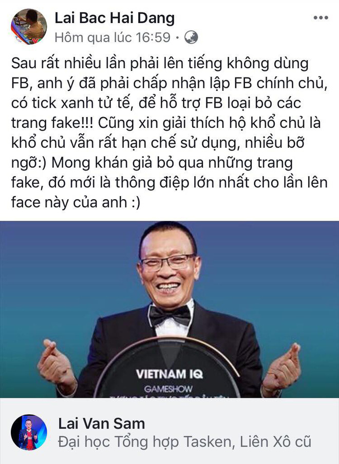 Nhà báo Lại Văn Sâm gia nhập MXH, dí dỏm thừa nhận: Em sinh sau, đẻ muộn trên Facebook