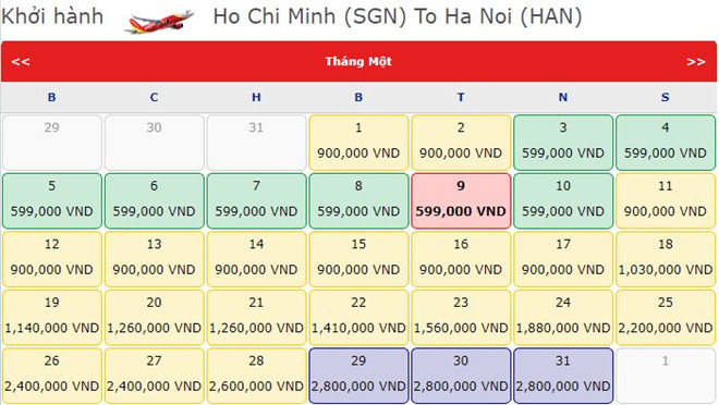 Giá vé máy bay Tết 2019 đang tăng mạnh