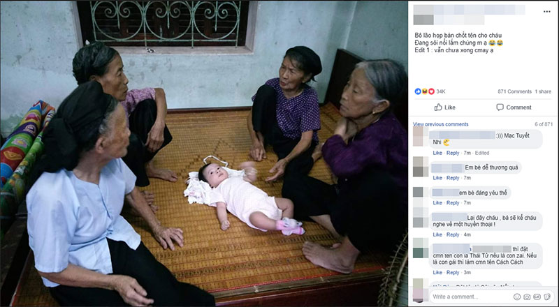 Khoảnh khắc các bô lão quây quần bàn luận sôi nổi để đặt tên cho cháu gái và sự thật phía sau khiến nhiều người bật cười