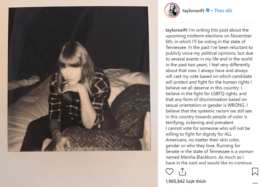 Gây bão chính trị Mỹ, Taylor Swift chứng tỏ quyền lực siêu sao