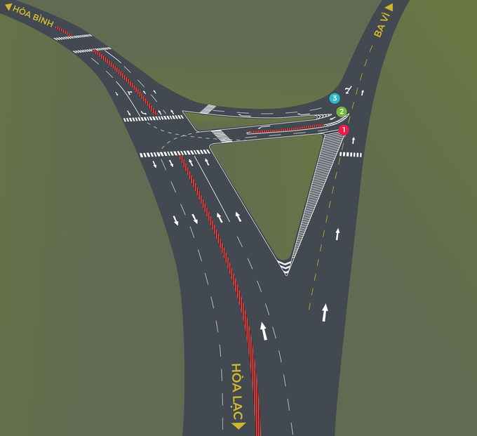 Tài xế dễ phạm lỗi ngược chiều tại nút giao Hòa Lạc - Hòa Bình