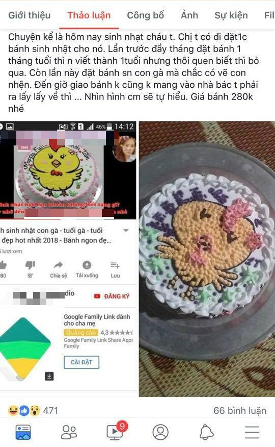 Đặt bánh sinh nhật hình gà con, mẹ trẻ tá hỏa khi nhận thành phẩm