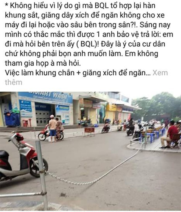 Hà Nội: Cư dân HH Linh Đàm sôi sục sau vụ tai nạn do xuất hiện dây xích chắn ngang đường