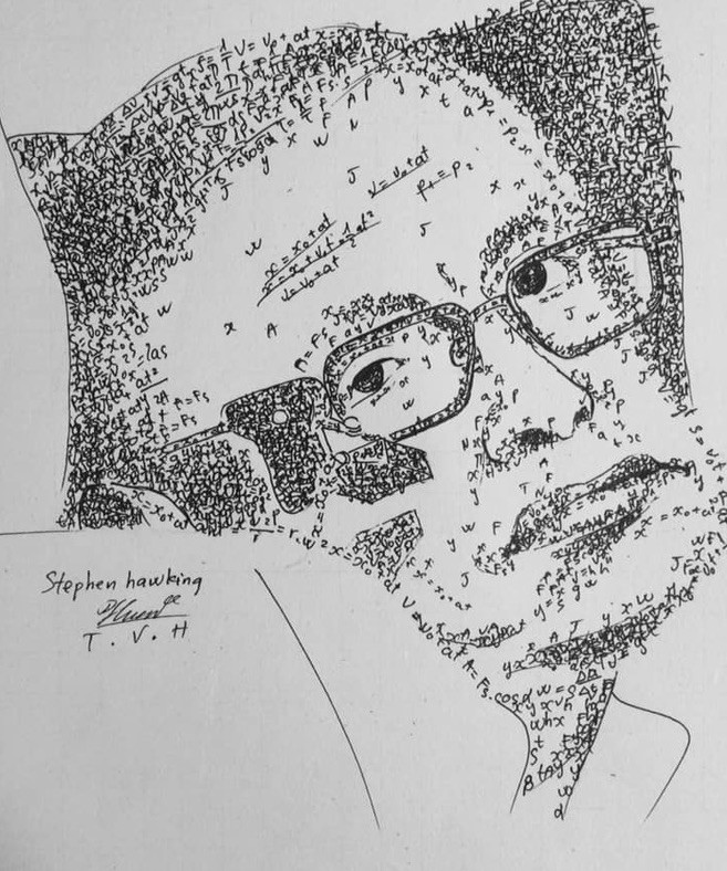 10X Hải Dương vẽ chân dung nhà khoa học bằng công thức Toán, Vật lý