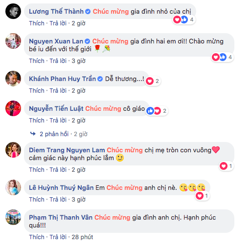 Lê Khánh hạnh phúc chào đón con đầu lòng, dàn sao Việt đồng loạt gửi lời chúc mừng