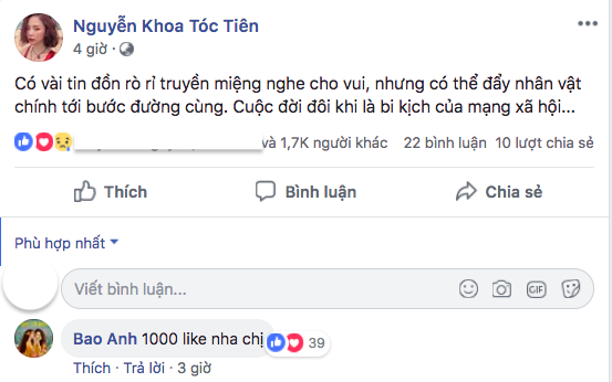 Tóc Tiên phản ứng giữa tin bí mật làm đám hỏi: Có vài tin đồn, đôi khi đẩy nhân vật chính đến bước đường cùng