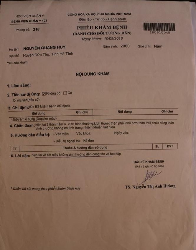 Tỉnh đội Hà Tĩnh lên tiếng vụ nam sinh bị Học viện Hậu cần trả về