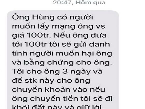 Tin nhắn đe dọa lãnh đạo VP đoàn ĐBQH là SIM rác từ TP.HCM