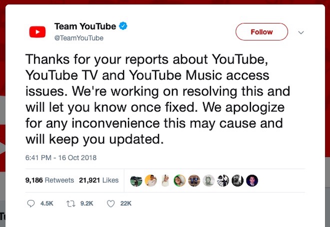 YouTube sập toàn cầu: Dân mạng VN hoang mang, YouTube lên Facebook xin lỗi