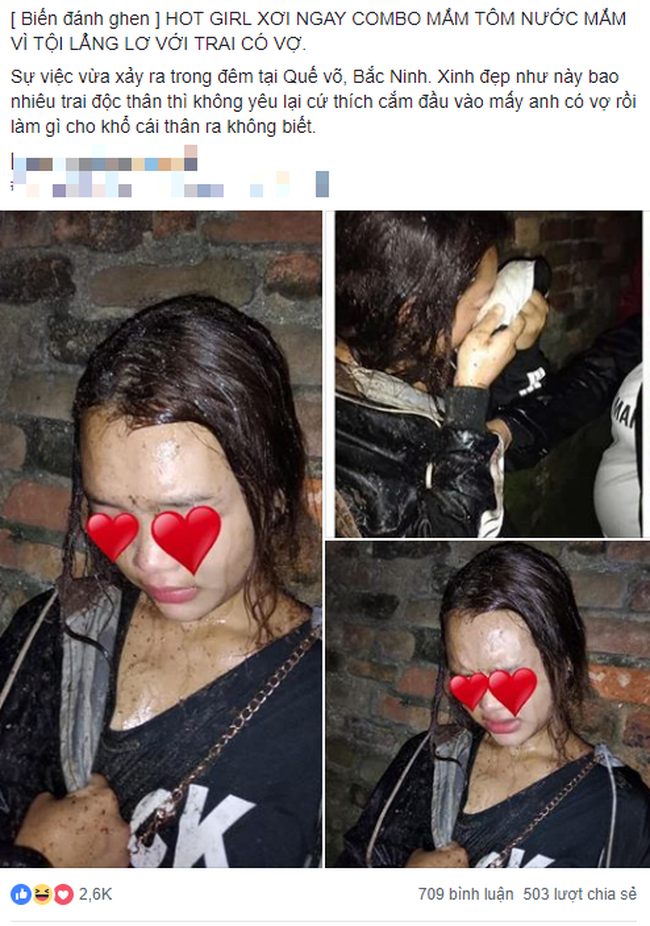 Hình ảnh cô gái trẻ nghi bị đánh ghen, tạt mắm tôm lên khắp người khiến cư dân mạng xôn xao tranh cãi