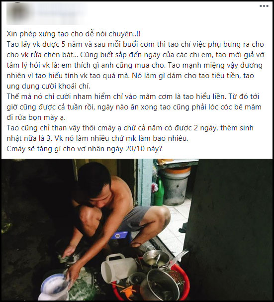 Không muốn vắt óc nghĩ quà 20/10 cho vợ, chồng tuyên bố một câu xanh rờn, nào ngờ vợ cao tay khiến anh khóc ròng