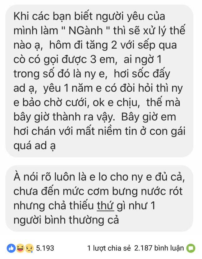 Choáng vì bạn gái giữ gìn bao lâu hóa ra là tay vịn, chàng trai còn bị mỉa mai tơi tả vì cách biết sự thật Choáng vì bạn gái giữ gìn bao lâu hóa ra là tay vịn, chàng trai còn bị mỉa mai tơi tả vì cách biết sự thật