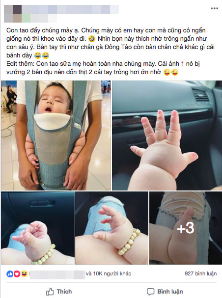 Bé trai 5 tháng tuổi với bàn tay mũm mĩm như chân gà Đông Tảo và đôi chân như chiếc bánh dày khiến dân mạng ngất lịm