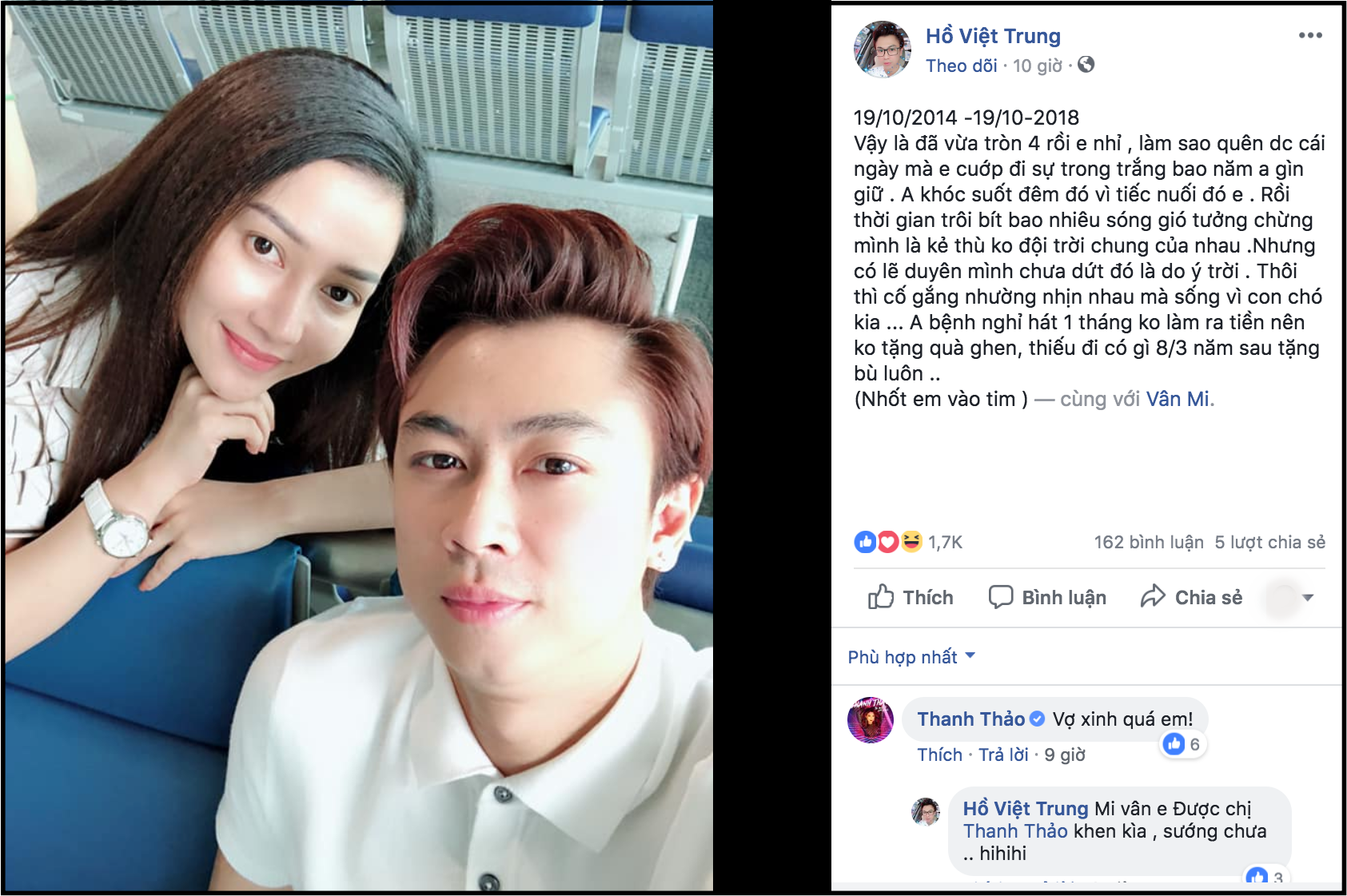 Sau 4 tháng tiết lộ làm bố đơn thân, Hồ Việt Trung bất ngờ kỉ niệm 4 năm yêu bạn gái cũ, thay lời xác nhận đã hàn gắn tình cảm