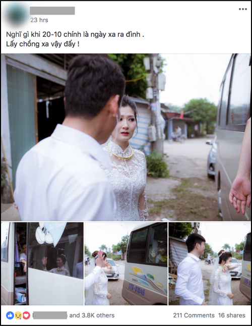 Phía sau bức ảnh cô dâu lau nước mắt chào người thân về nhà chồng: Mẹ mình bị ung thư, từ giờ ai sẽ đưa mẹ đi viện...