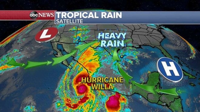 Bão Willa mạnh cấp cao nhất, hướng thẳng bờ biển Tây Nam Mexico