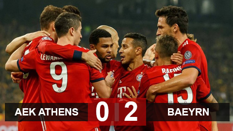 AEK Athens 0-2 Bayern: Ghi 2 bàn trong 3 phút, Hùm xám thắng nhọc
