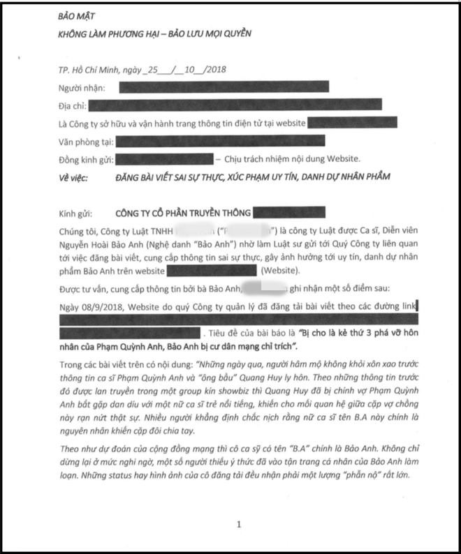 Bị đồn là người thứ ba phá vỡ cuộc hôn nhân của Phạm Quỳnh Anh - Quang Huy, Bảo Anh chính thức nhờ luật sư vào cuộc