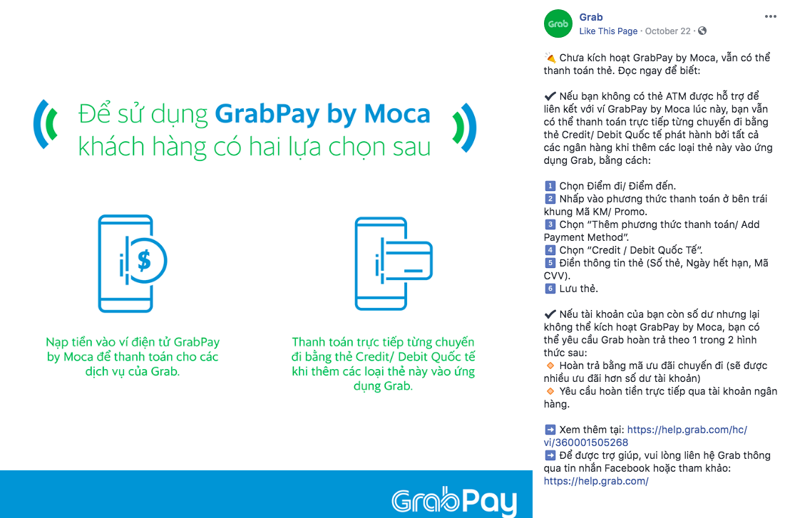 Khách kêu trời vì những bất tiện từ Grab: Visa và Master Card vô dụng, phải có ATM mới dùng được ví GrabPay by Moca