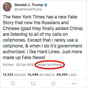 Tổng thống Donald Trump phủ nhận dùng iPhone bằng một tweet được đăng bằng... iPhone