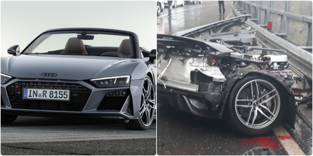 Kinh hoàng Audi R8 bị xé đôi sau tai nạn thảm khốc
