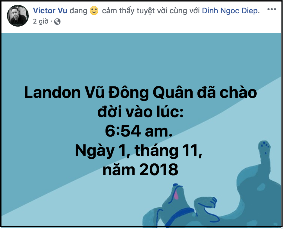 Cậu ấm đầu lòng của đạo diễn Người bất tử đã chào đời đúng sáng ngày đầu tiên của tháng 11