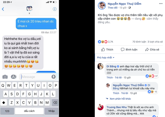 Thúy Diễm bêu riếu chồng lẻo mép khi được vợ cho tiền tiêu vặt, Lương Thế Thành than trời vì bị làm nhục không thương xót