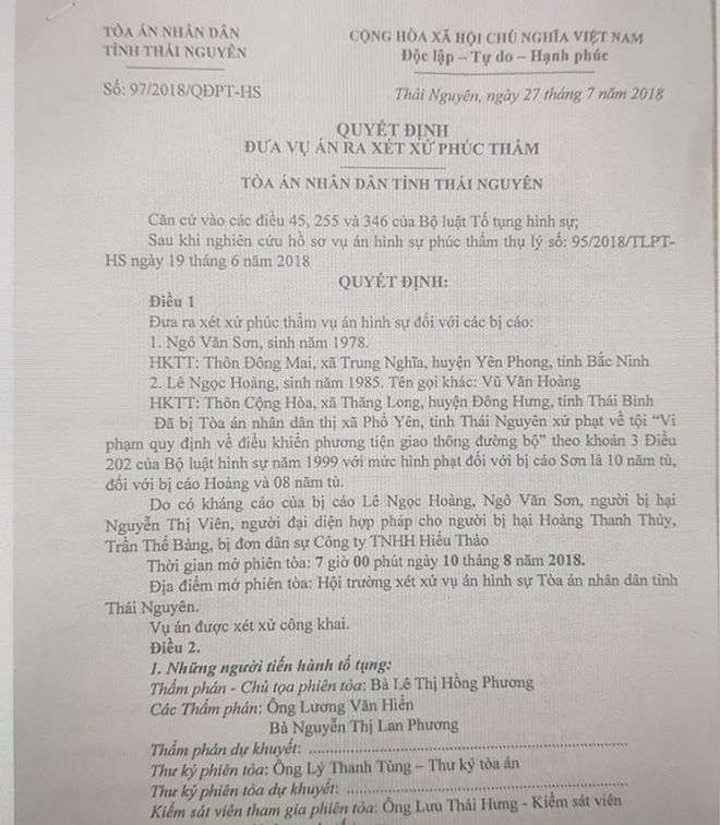 Nữ thẩm phán - chủ tọa xử phúc thẩm vụ xe container đâm xe Innova đi lùi ở cao tốc là ai?
