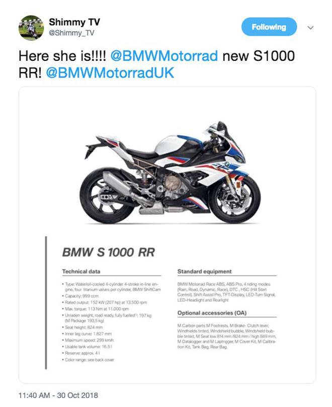 BMW S1000RR 2019 lộ thông số chi tiết, đối thủ BMW chao đảo