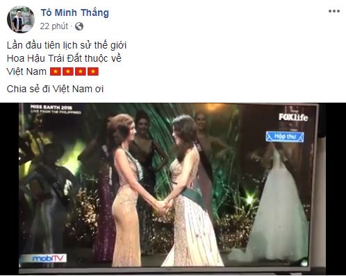 Sao Việt nô nức chúc mừng Phương Khánh đăng quang Hoa hậu Trái Đất 2018