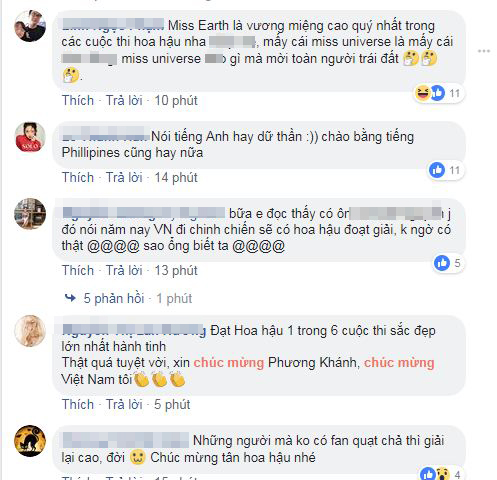 Sao Việt nô nức chúc mừng Phương Khánh đăng quang Hoa hậu Trái Đất 2018 Sao Việt nô nức chúc mừng Phương Khánh đăng quang Hoa hậu Trái Đất 2018