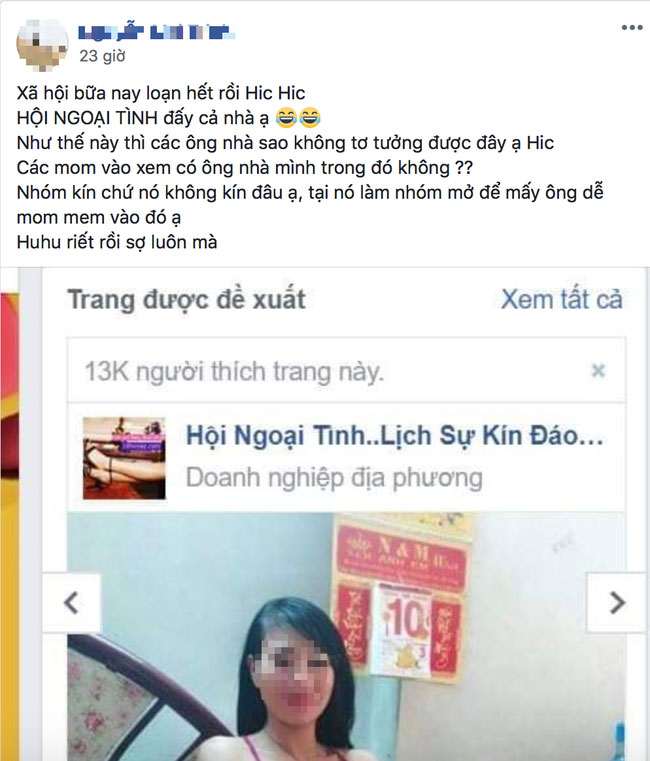 Góc hết hồn: Lướt facebook vợ trẻ sững sờ phát hiện Hội ngoại tình lịch sự, kín đáo hoạt động sôi nổi
