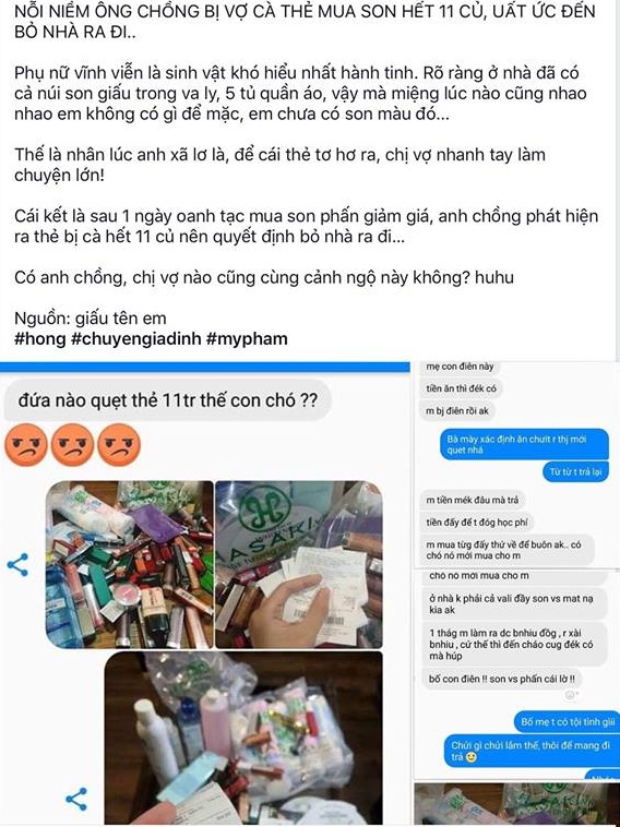 Uất ức vì vợ lấy 11 triệu tiền dành dụm đóng học đi mua son, chồng bỏ nhà đi mất tích