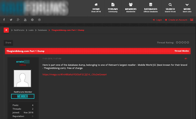 Thế Giới Di Động nói gì về thông tin 5 triệu email bị lộ?