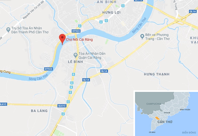 Cháy lớn ở dãy nhà ven chợ nổi Cái Răng