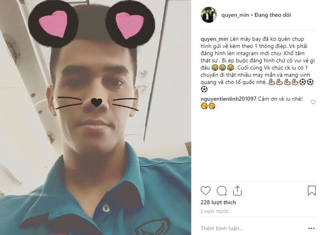 Bạn gái Tiến Dũng, Huy Hùng gửi lời chúc tới đội VN trước trận gặp Lào