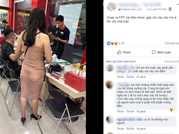 Bức ảnh cô gái trẻ hớ hênh trong cửa hàng điện thoại gây sửng sốt, nhưng thái độ người chụp mới gây tranh cãi
