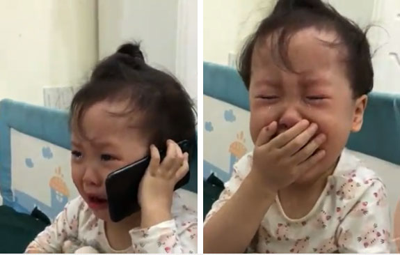 Đáng yêu nổ MXH: Cô bé 3 tuổi khóc lóc gọi điện cầu cứu ông nội vì bị bố trêu đến không ngủ được!