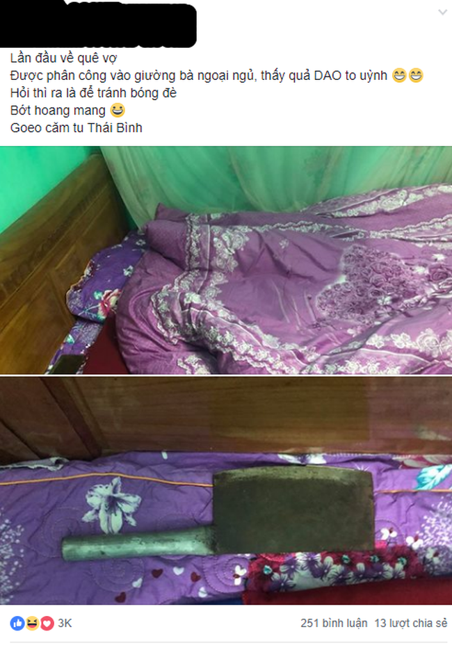 Lần đầu tiên về quê vợ, chồng trẻ thót tim vì con dao đặt trên giường ngủ