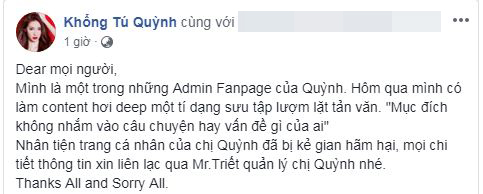 Sự thật về dòng trạng thái ám chỉ chuyện chia tay Ngô Kiến Huy của Khổng Tú Quỳnh