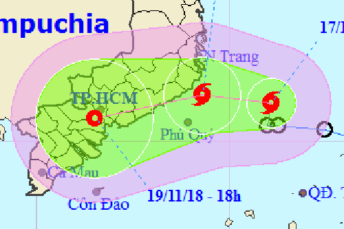 Bão Toraji hướng vào Nam Bộ