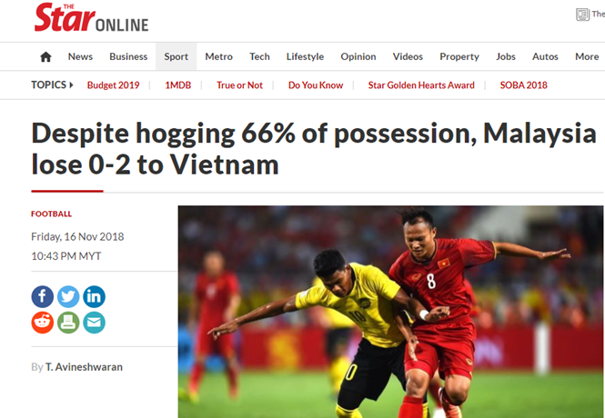Truyền thông Malaysia bị tổn thương sau trận thua tuyển Việt Nam