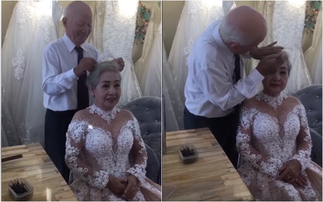 Xúc động clip cụ ông giúp cụ bà trang điểm để chụp ảnh kỷ niệm 50 năm ngày cưới